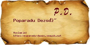 Poparadu Dezső névjegykártya